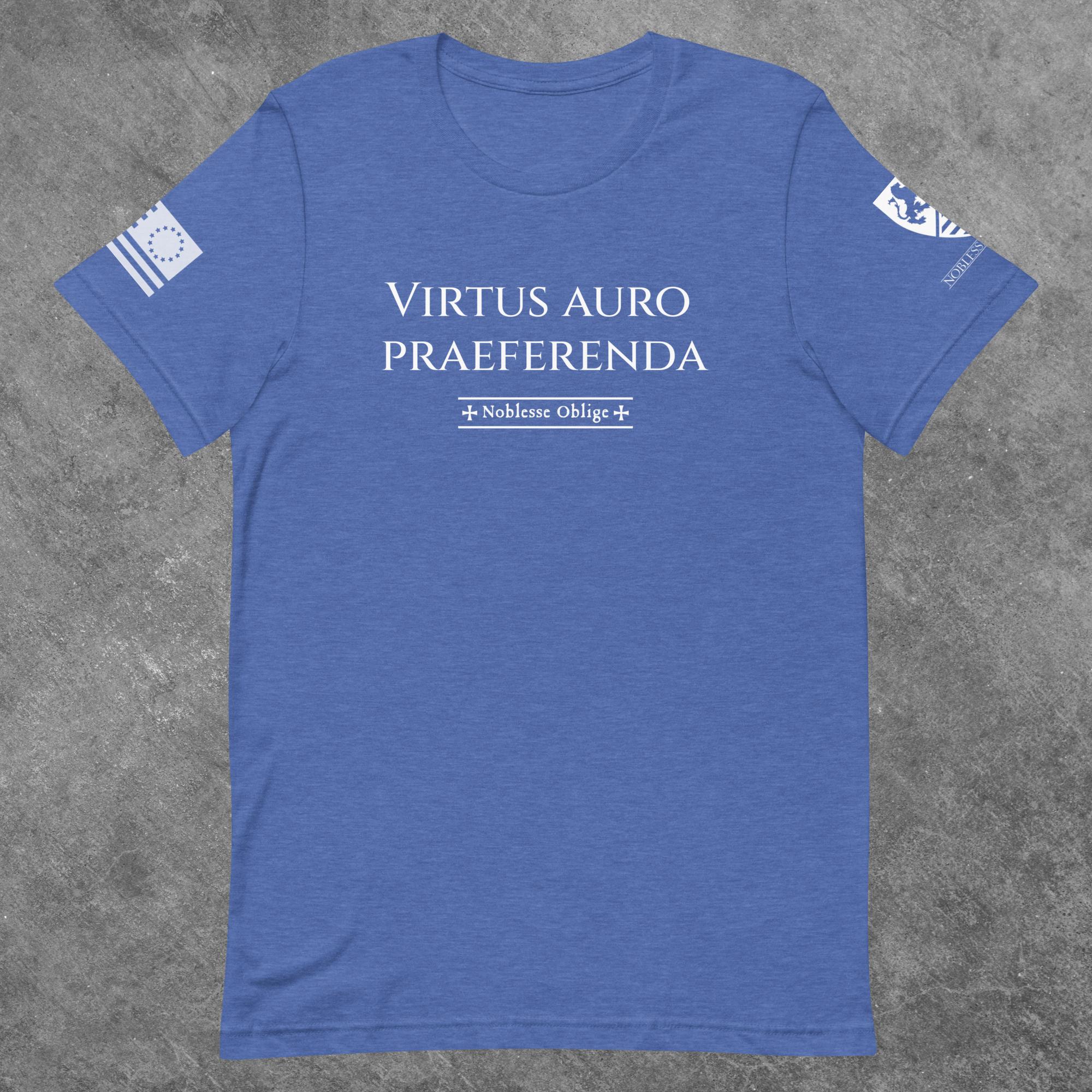 Virtus Auro Praeferenda - Heraldric Motto T-Shirt - Noblesse Oblige Apparel